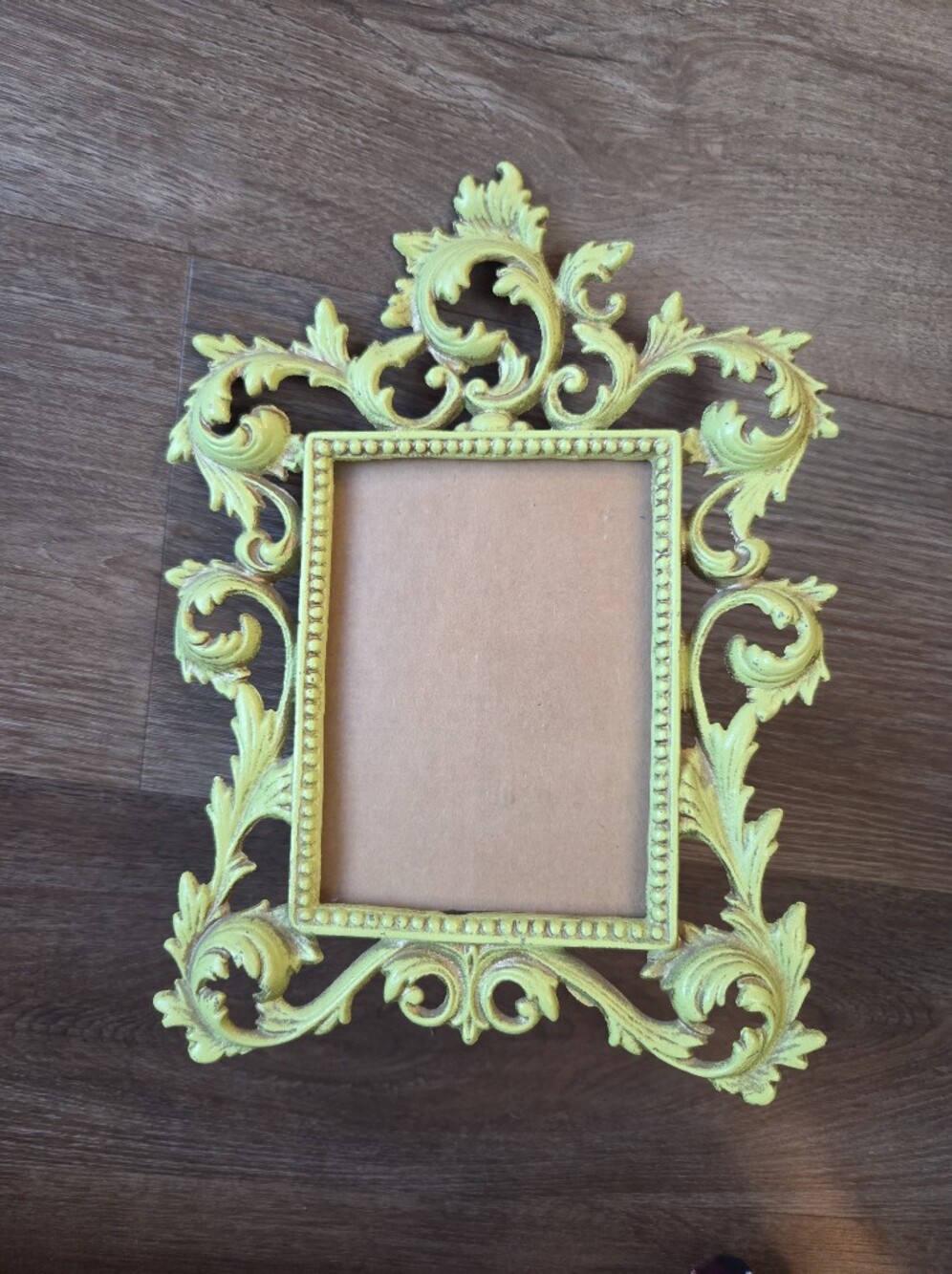Vintage Art Noveau Cast Iron Ornate Green Picture Frame with Easel Back